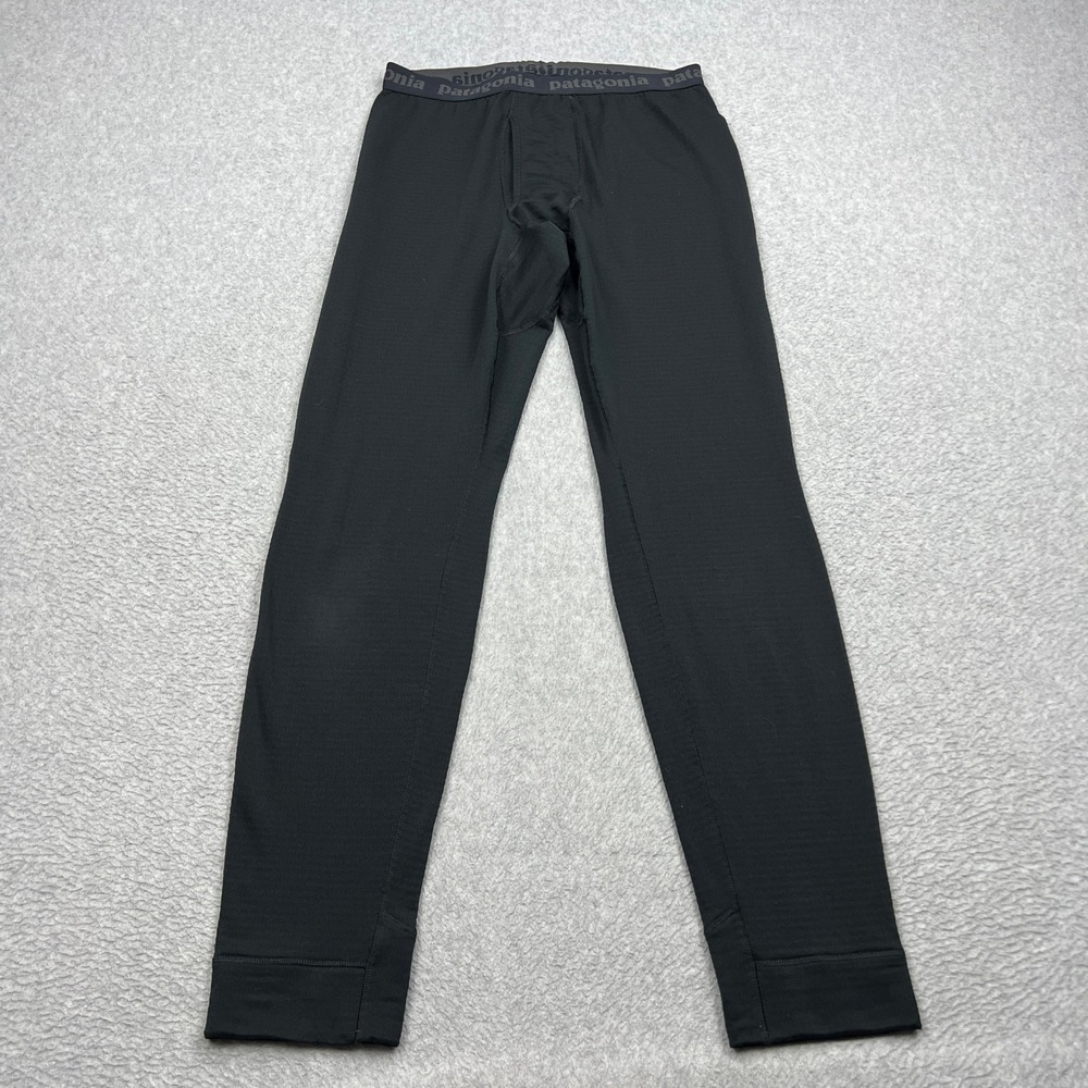 Patagonia Capilene Thermal Weight Bottoms Mens Medium Black Polartec Grid 43687